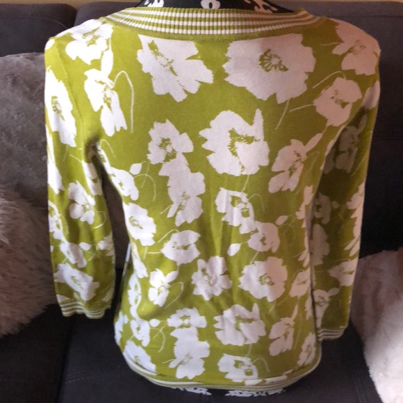 JONES NEW YORK SIGNATURE Green&White FloralSweater - Picture 5 of 6